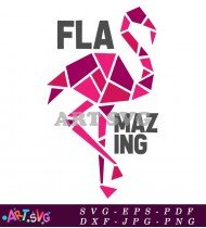 Pink Mosaic Flamingo Design Vector Graphic SVG