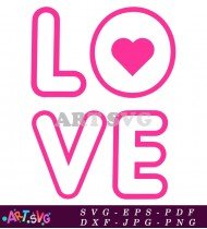 Bold Pink Love Typography Word Font SVG