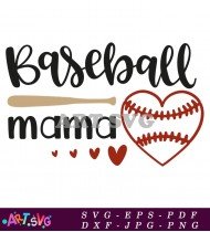 Pink Baseball Heart Mama Icon Design SVG