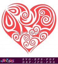 Red Heart Design With Tribal Patterns SVG