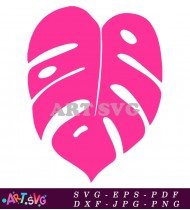 Tropical Monstera Leaf Design In Pink Color SVG