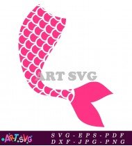 Pink Mermaid Tail Scaled Pattern Silhouette Design SVG