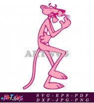 Pink Panther Clipart in Running Pose SVG