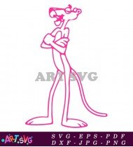 Standing Pink Panther Cartoon Illustration Clipart SVG