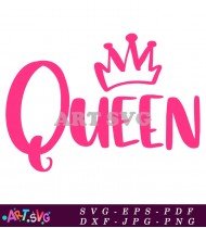 Pink Queen Crown Vector Illustration Design SVG 1