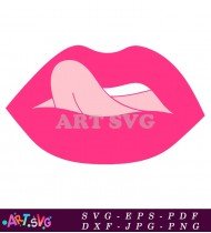 Valentines Day Pink Lips Graphic Clipart SVG