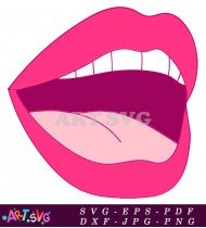 Big Pink Lips with Pink Outline SVG