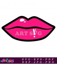 Hot Pink Lips Kiss Silhouette Design Graphic SVG