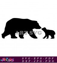 Mama Bear Silhouette with Cub for T-shirt SVG