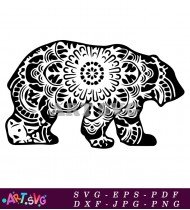 Bear Silhouette Mandala Pattern Cut File SVG