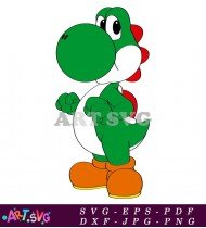 Yoshi Green Dinosaur Cartoon Character Design SVG