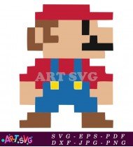 Pixel Art Super Mario Bros Cartoon Character SVG