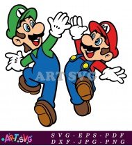 Mario Luigi Brothers Retro Cartoon Character SVG