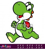 Yoshi Running Cartoon Character Illustration SVG