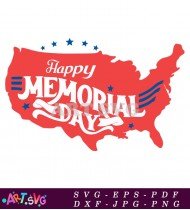 Red White Blue USA Memorial Day Map Graphic SVG