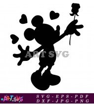 Mickey Mouse Silhouette With Hearts Vector SVG