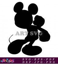 Mickey Mouse Silhouette Cartoon Character Style SVG