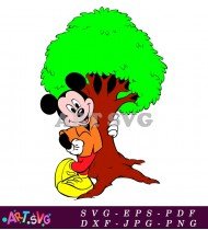 Mickey Mouse Cartoon Character Behind A Tree SVG