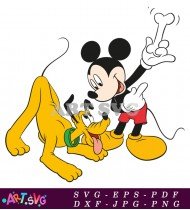 Mickey Mouse Cartoon Character And Pluto Dog SVG