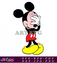 Mickey Mouse Cartoon Character Covering Eyes SVG