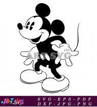 Mickey Mouse Cartoon Character Black And White SVG 3