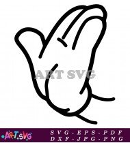 Mickey Mouse Hand Glove Clip Art Black White SVG 4