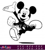 Mickey Mouse Cartoon Character Black And White SVG 4