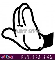 Mickey Mouse Hand Glove Clip Art Black White SVG 6