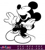 Mickey Mouse Cartoon Character Black White Design SVG 1