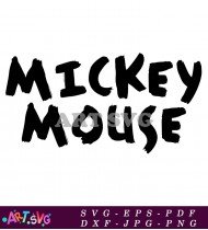 Mickey Mouse Logo Text Black White Hand Drawn SVG 1