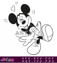 Mickey Mouse Cartoon Character Love Hearts Graphic SVG