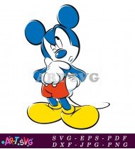 Mickey Mouse Cartoon Character Black White Design SVG 2