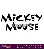 Mickey Mouse Logo Black White Hand Drawn Style SVG 3