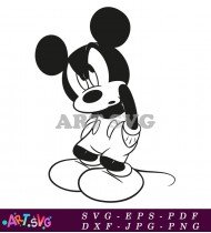 Mickey Mouse Cartoon Character Black White Outline SVG 4