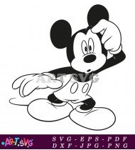 Mickey Mouse Cartoon Character Black White Design SVG 4