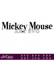 Mickey Mouse Logo Text Black White Hand Drawn SVG 3