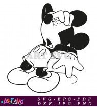 Mickey Mouse Cartoon Character Black And White SVG 6