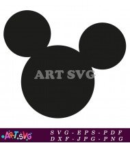 Mickey Mouse Head Silhouette Vector Clipart SVG 3