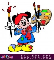 Mickey Mouse Cartoon Artist with Paintbrush SVG