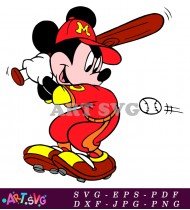 Mickey Mouse Baseball Player with Bat SVG