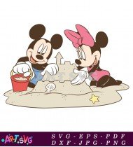 Minnie Mouse Building a Sandcastle with Mickey SVG