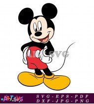 Mickey Mouse Cartoon Character Illustration Smiling SVG