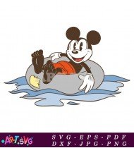 Cartoon Mickey Mouse Enjoying Inflatable Ring SVG