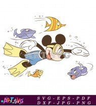 Cartoon Mickey Mouse Underwater Snorkeling SVG