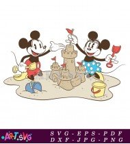 Mickey Mouse with Minnie Building Sandcastles SVG