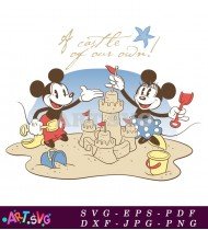 Mickey Mouse Building Sandcastle With Minnie SVG