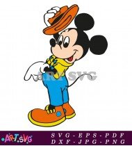 Cartoon Mickey Mouse With Hat and Yellow Shoes SVG