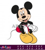 Mickey Mouse Sitting Cartoon Character Clipart SVG