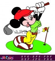 Mickey Mouse Golfer Playing With Club SVG