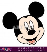 Classic Cartoon Mickey Mouse Character Head SVG